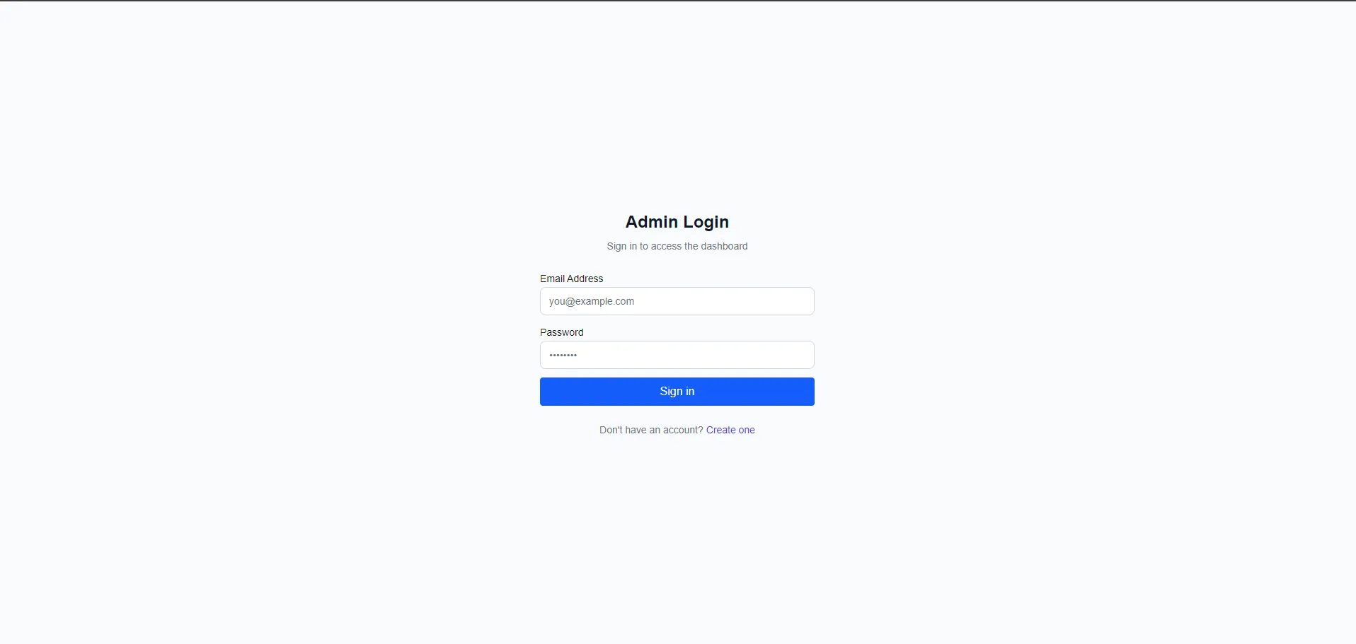 ZodBack admin login page